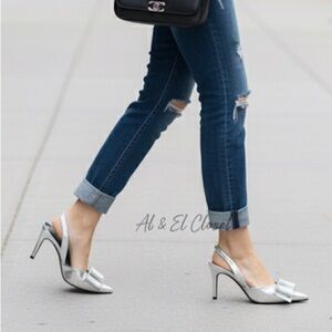 Worthington “Michael” Silver Slingback Heels Vegan Pumps Size 7M New With Tag